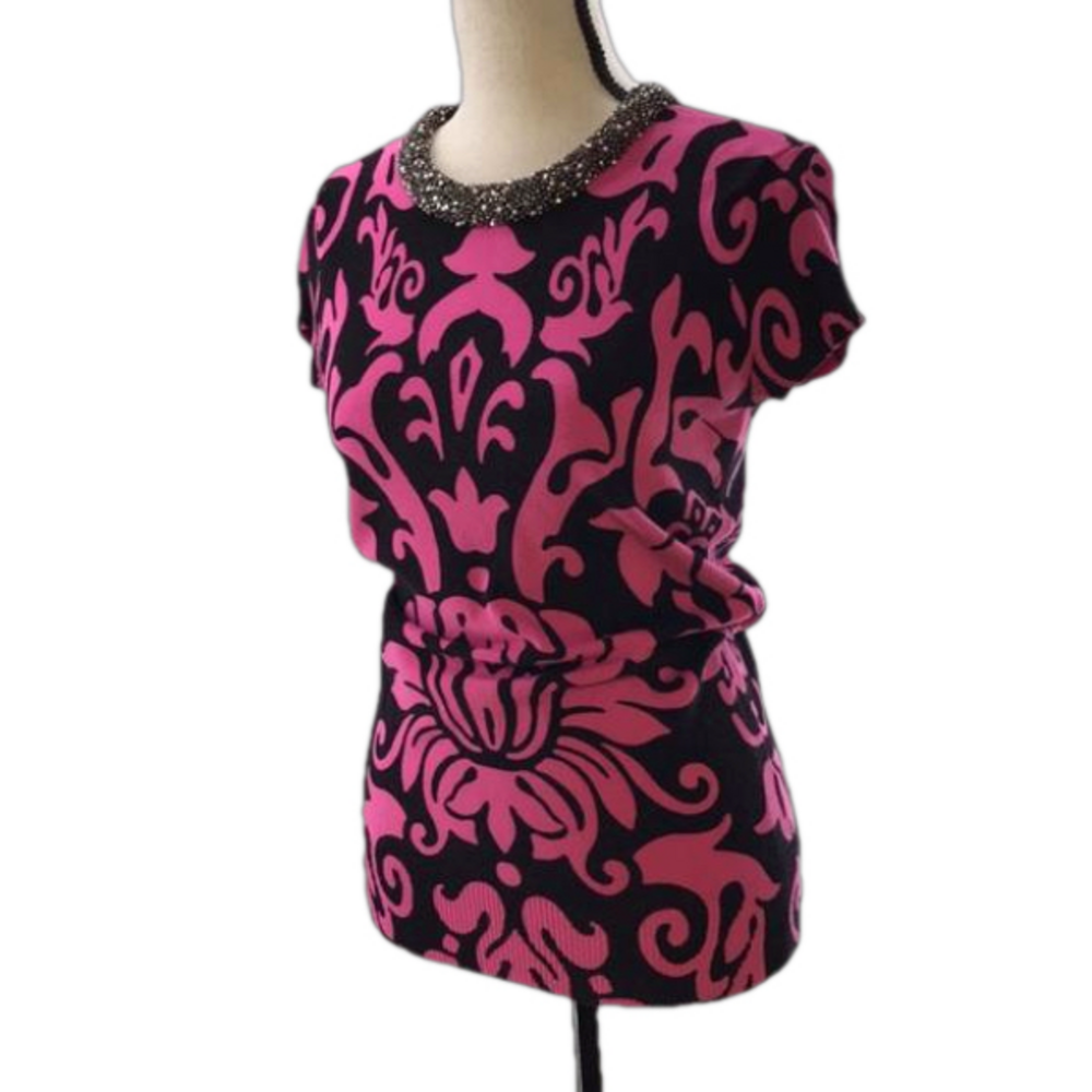 INC INTERNATIONAL CONCEPTS Women’s Dream Lady Pink Beaded Neckline Knit Top—Sz S - Picture 12 of 17